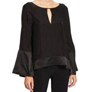 Cinq a Sept Maia Black Dressy Draped Blouse Size XS New